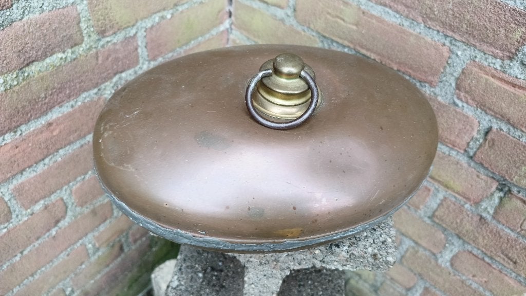 Antieke koperen bedkruik met D.R.G.M.-dop, Ophalen of Verzenden, Koper