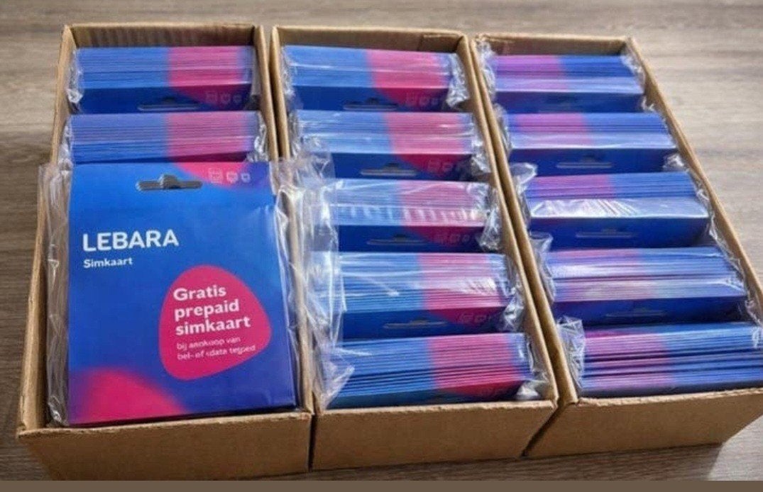 Partij 50x Lebara Simkaart - Gratis Prepaid Simkaarten, Telecommunicatie, Prepaidkaarten en Simkaarten, Verzenden, Nieuw, Overige providers