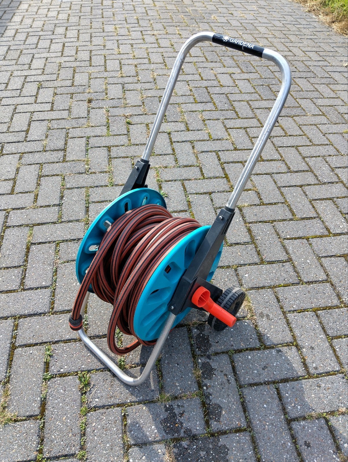 Gardena Tuinslanghaspel met slang, Tuin en Terras, Ophalen of Verzenden, Gebruikt, Tuinslanghaspel