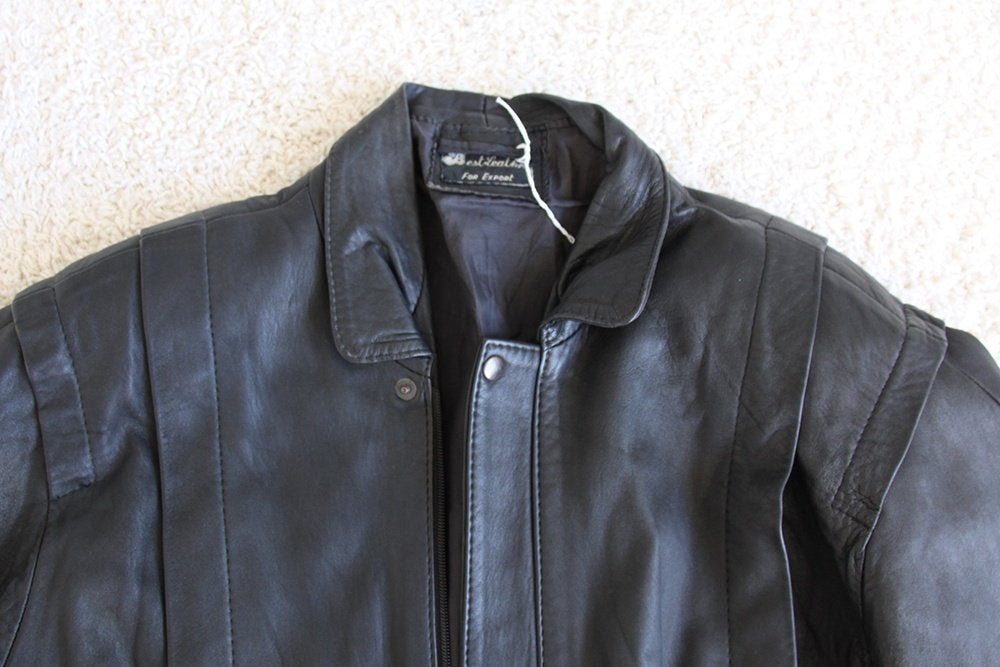 Soepele Leren Vintage Heren Jas281* (L) € 75,-, Maat 52/54 (L), Onbekend, Zwart, Ophalen of Verzenden