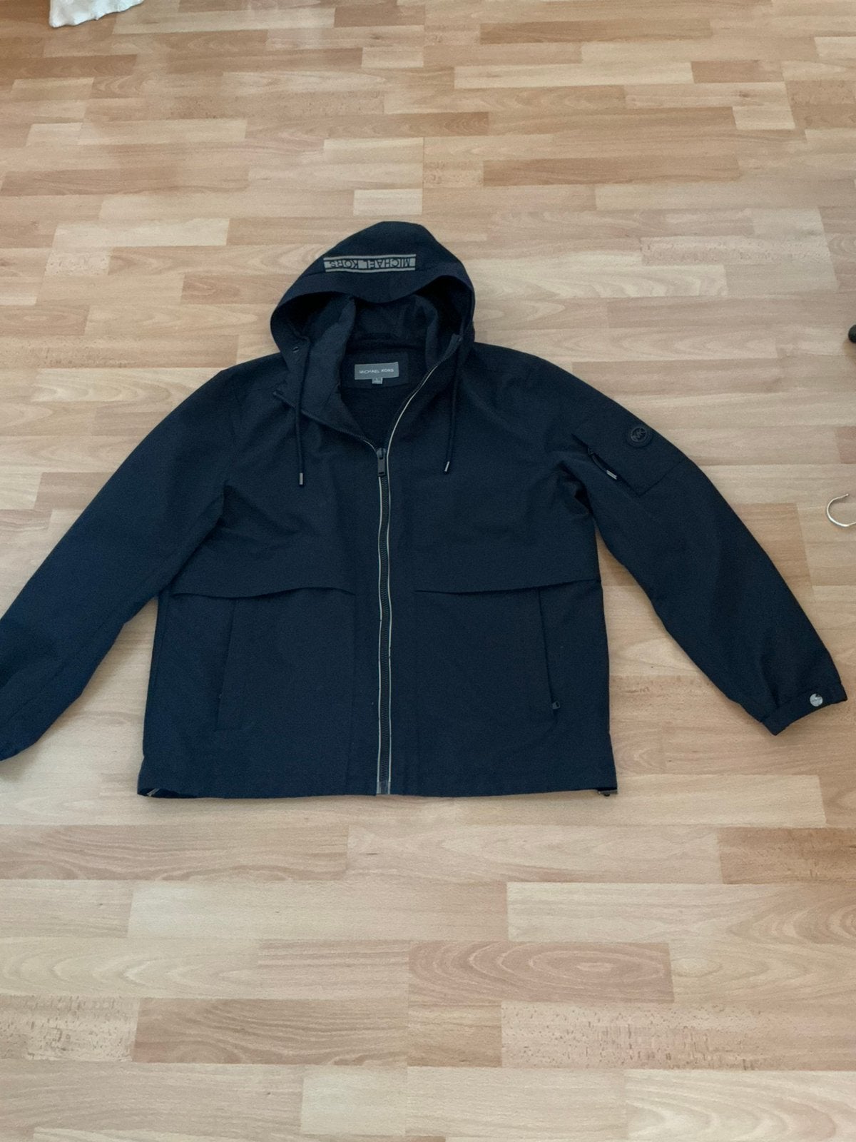 Merk: Michael Kors jas donkerblauw met capuchon maat L, Michael Kors, Ophalen of Verzenden, Zo goed als nieuw, Blauw