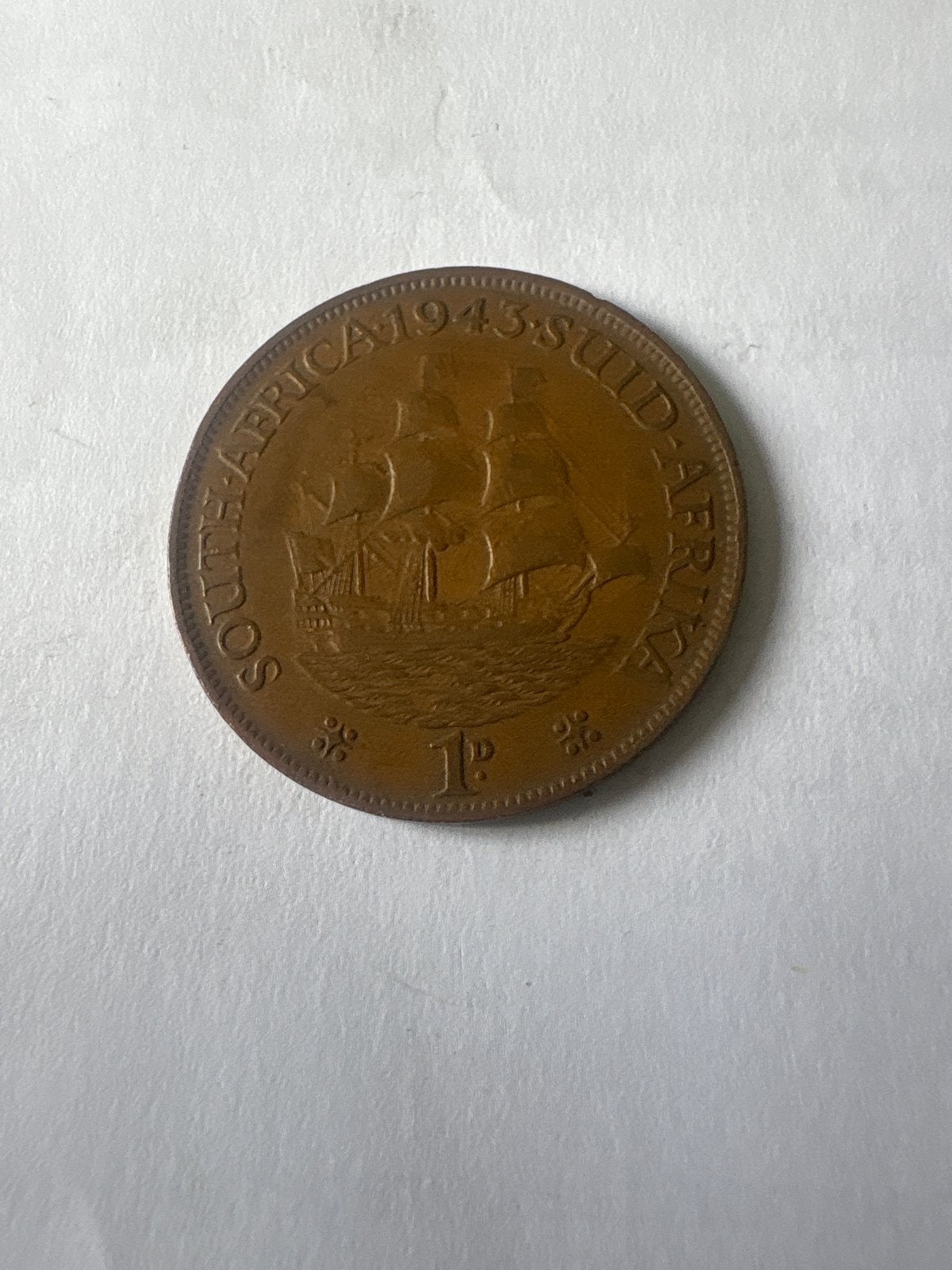 Zuid-Afrika 1 Penny 1943 - Koning George VI, Postzegels en Munten, Ophalen of Verzenden, Zuid-Afrika, Losse munt