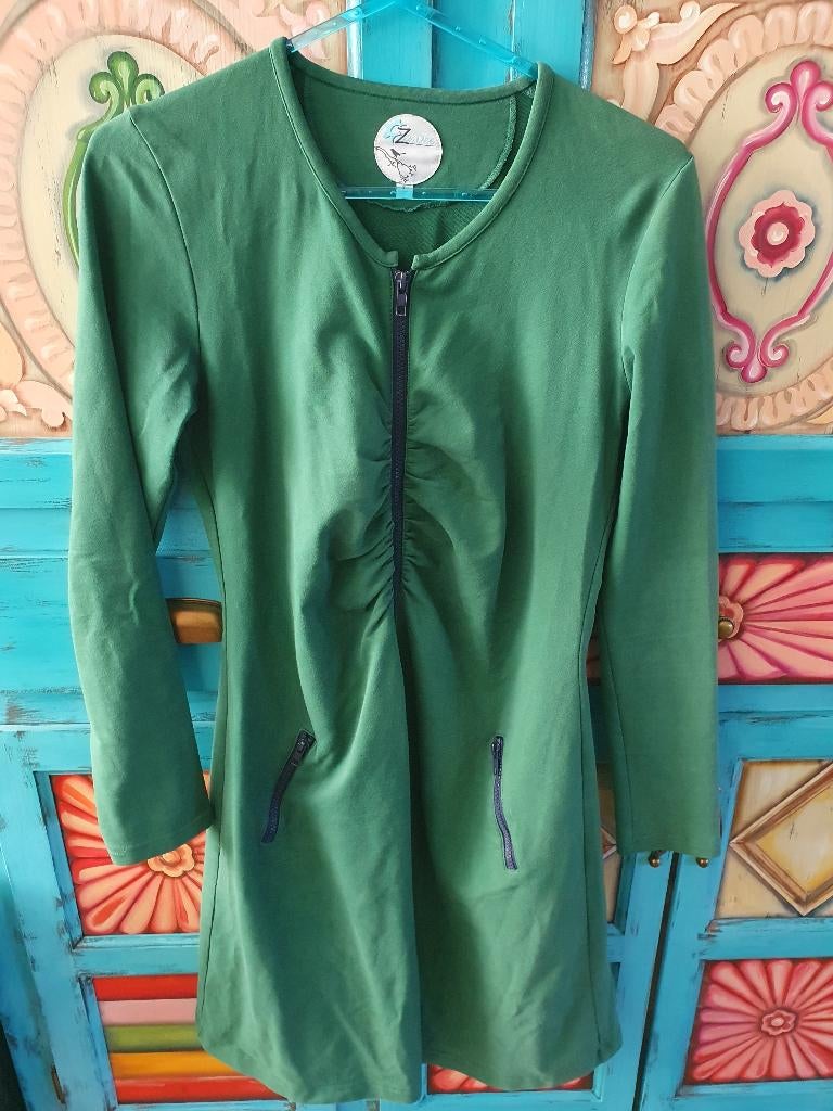 Stretch groene Zen Dee jurk maat L, Maat 42/44 (L), Ophalen of Verzenden, Gedragen, Boven de knie