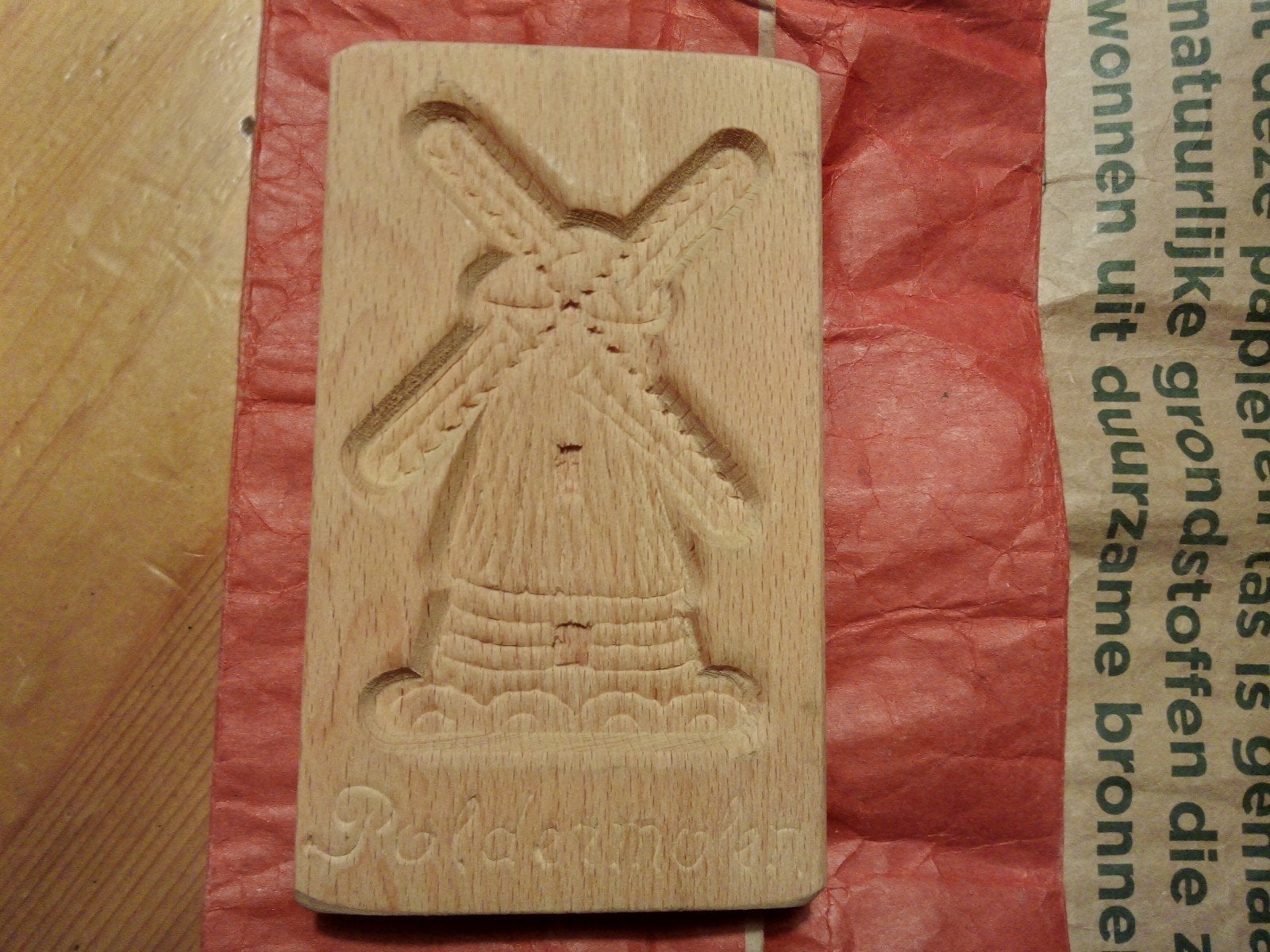 Houten koekjesvorm met molen, 9x15 cm, Ophalen of Verzenden, Zo goed als nieuw