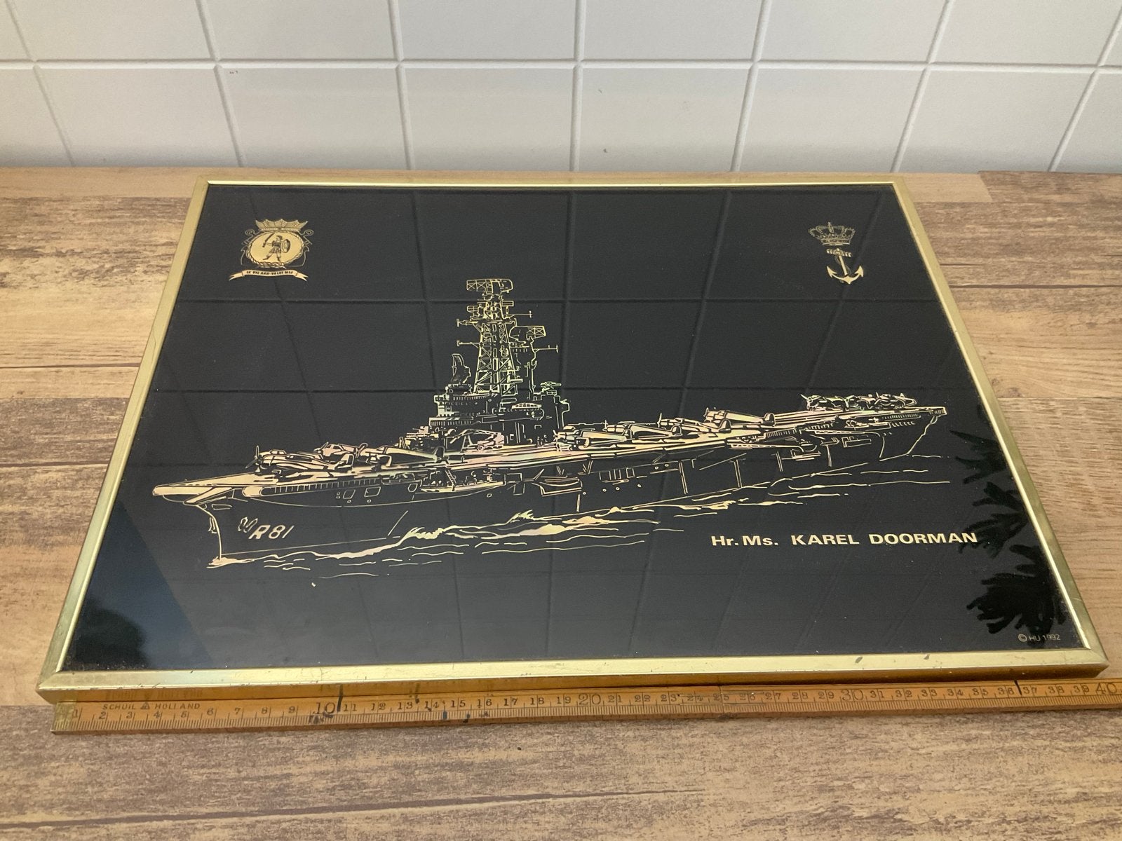 Laser Print Hr. Ms. Karel Doorman - Vliegdekschip marine, Verzamelen, Ophalen, Gebruikt, Motorboot of Zeilboot, Kaart, Foto of Prent
