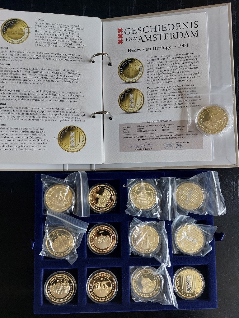 13 munten van de serie Geschiedenis van Amsterdam, Postzegels en Munten, Ophalen of Verzenden, Koningin Juliana