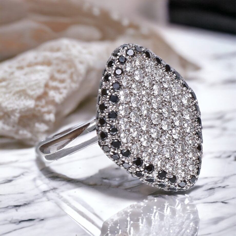 14K Cocktail Ring witgoud met 2.40 Carat Diamant, Sieraden, Tassen en Uiterlijk, Ophalen of Verzenden, Zo goed als nieuw, Info@kleenedelmetalen.nl