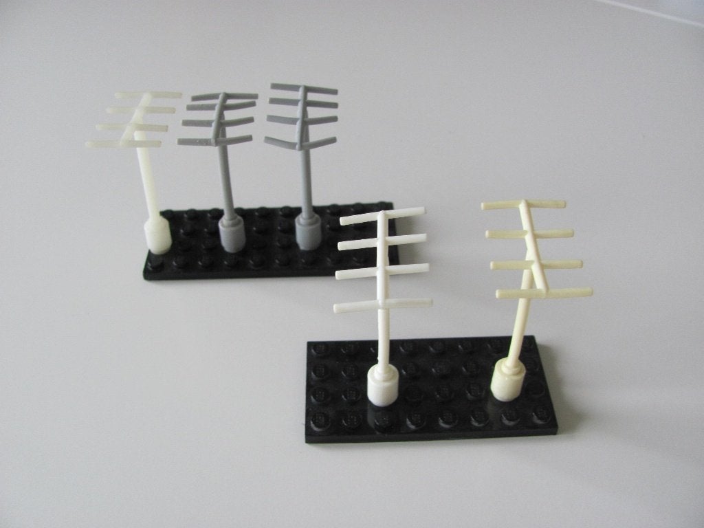 5 x Lego Antenne 3144 2 x grijs 2 x wit 1 x Melkachtig wit, Kinderen en Baby's, Speelgoed | Duplo en Lego, Lego, Accessoire, Ophalen of Verzenden