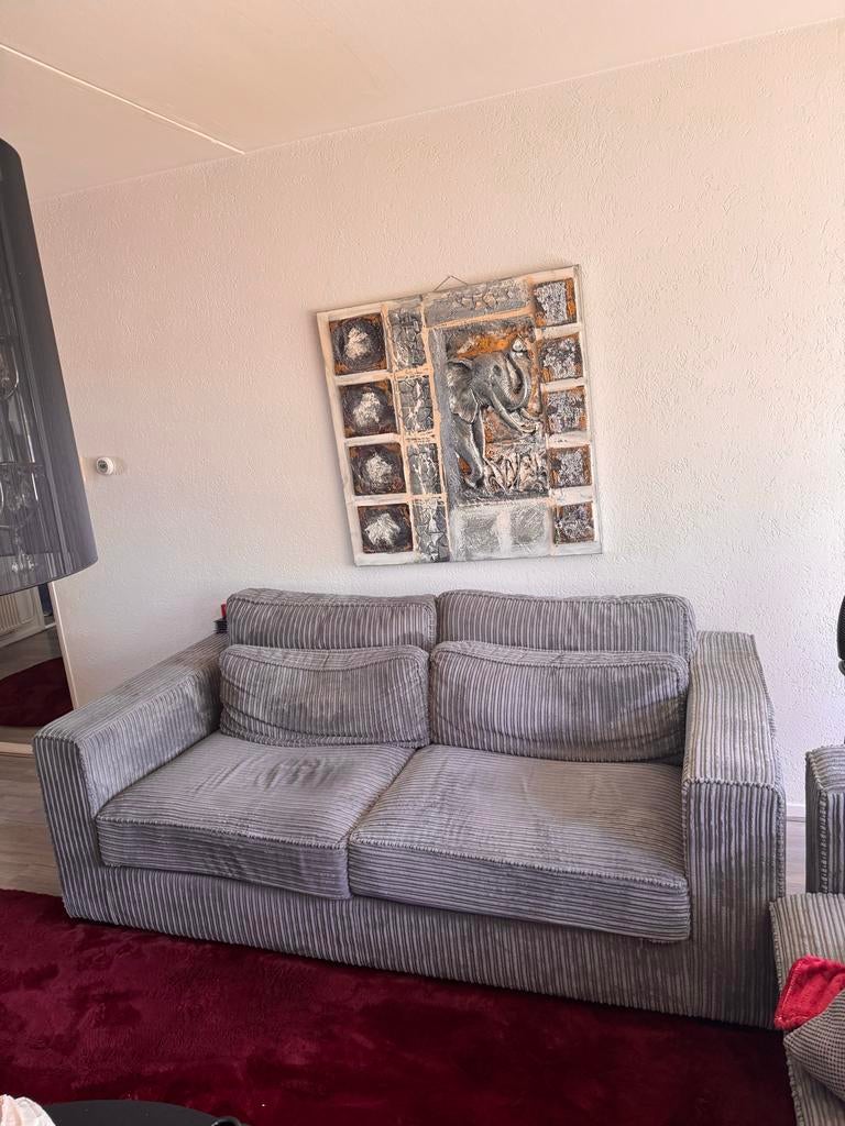 Comfortabele ribstof bankstel - Zo goed als nieuw, Ophalen, Tweepersoons, 75 tot 100 cm, Zo goed als nieuw