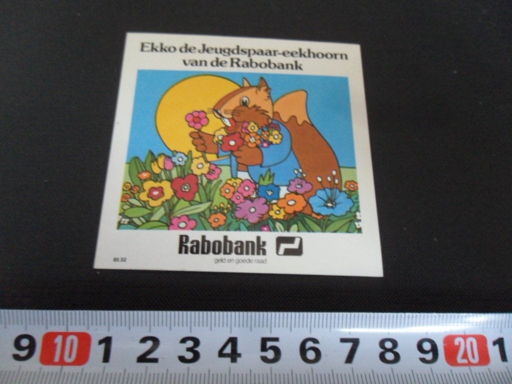 sticker RABOBANK Ekko de jeugdspaar eekhoorn BUS397, Verzamelen, Ophalen of Verzenden, Zo goed als nieuw
