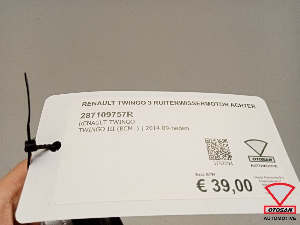 Renault Twingo 3 2014+ Ruitenwissermotor Achter 287109757R, Renault Group, Gebruikt, Contact.group@renault.com, Renault