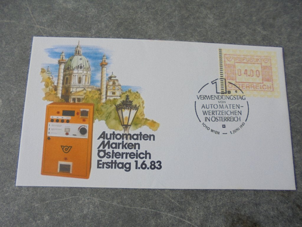 Oostenrijk.  3 oude fdc met automaatzegels 1983,., Ophalen of Verzenden, Buitenland