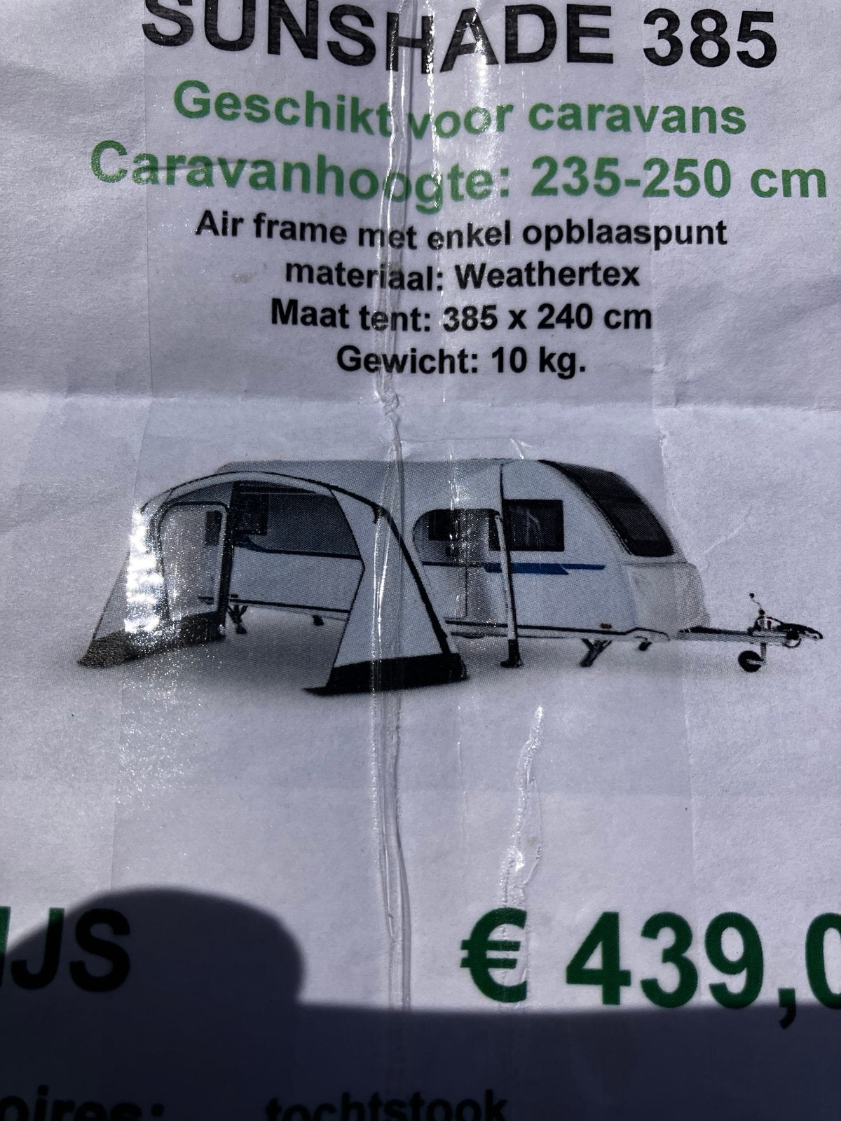Caravanluifel StarCamp Sunshade 385 opblaasbaar, Ophalen, Nieuw, Polyester, Dorema