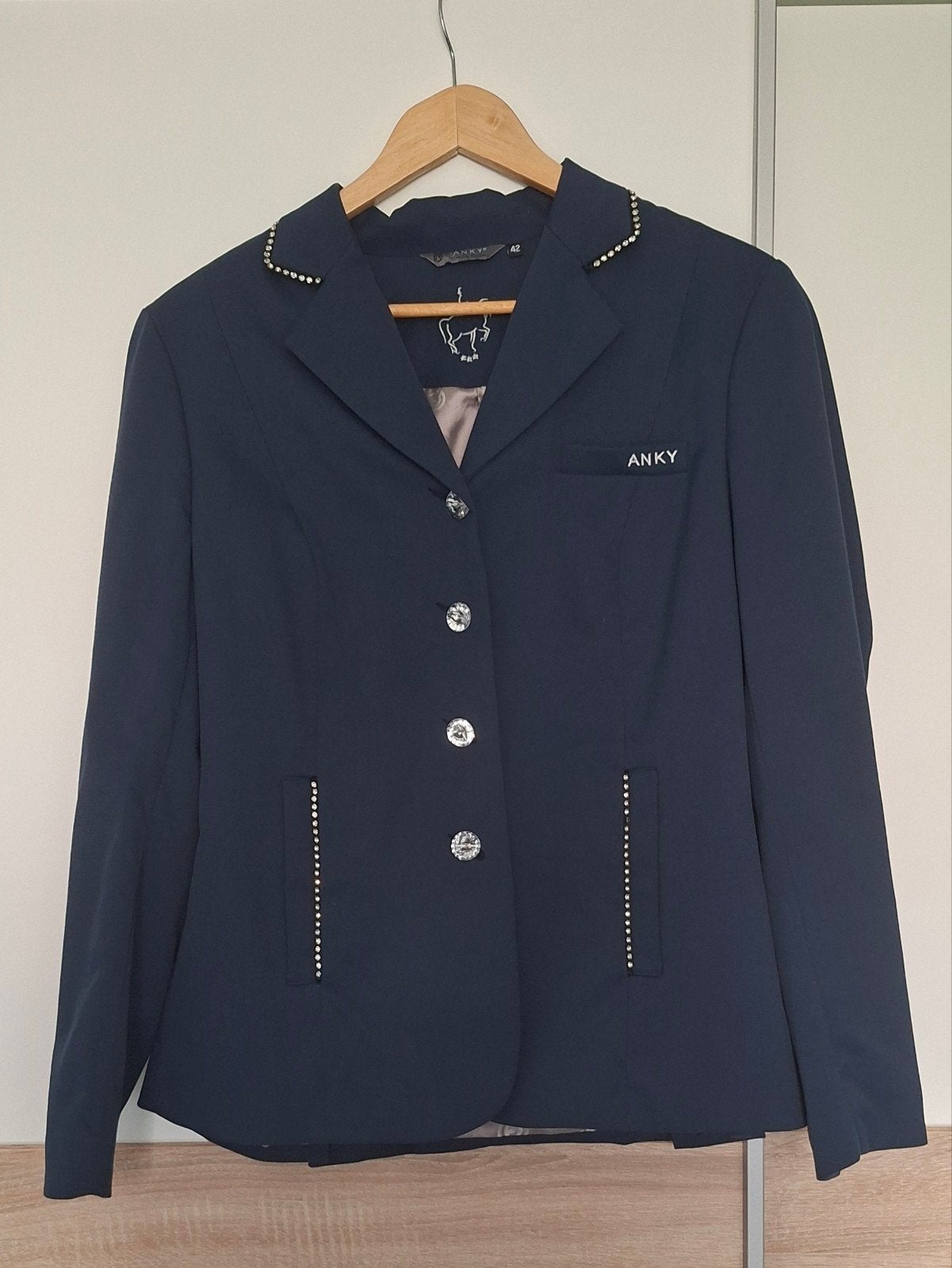 Anky wedstrijdjasje Deluxe maat 42 (nauwelijks gedragen), Dieren en Toebehoren, Paardrijkleding, Blauw, Ademend, Dressuur, Ophalen of Verzenden