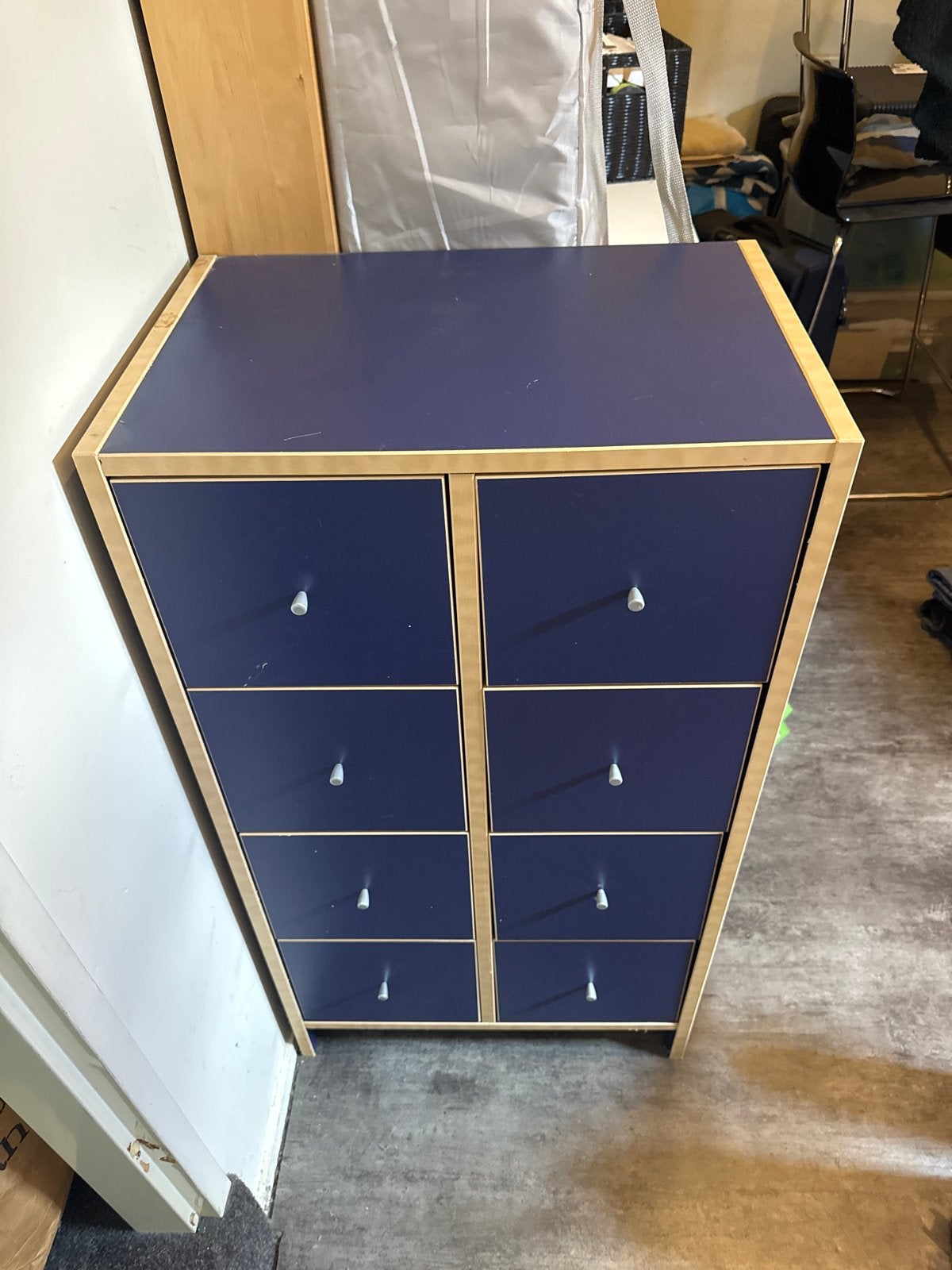 IKEA ladekast met 8 laden - Blauw/Beige, Ophalen, Gebruikt, 5 laden of meer, 100 tot 150 cm
