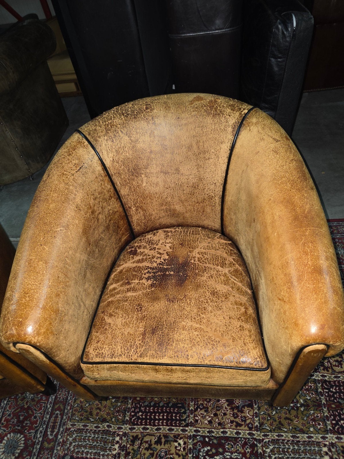 2 sleetse vintage schapenleren Clubfauteuils GRATIS BEZORGD, Ophalen of Verzenden