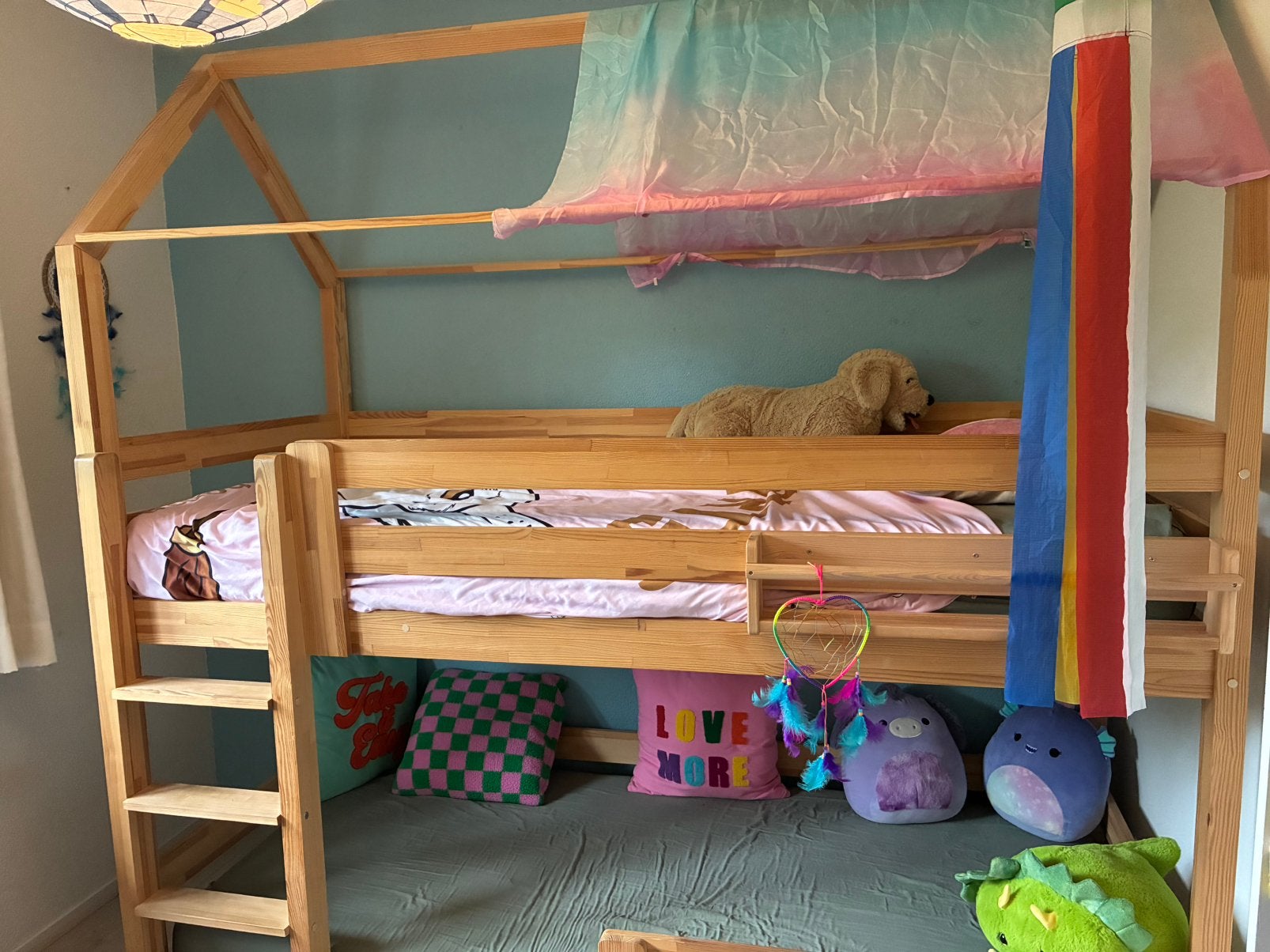 Stapelbed halfhoog Petit Puk, Ophalen, Zo goed als nieuw, Stapelbed