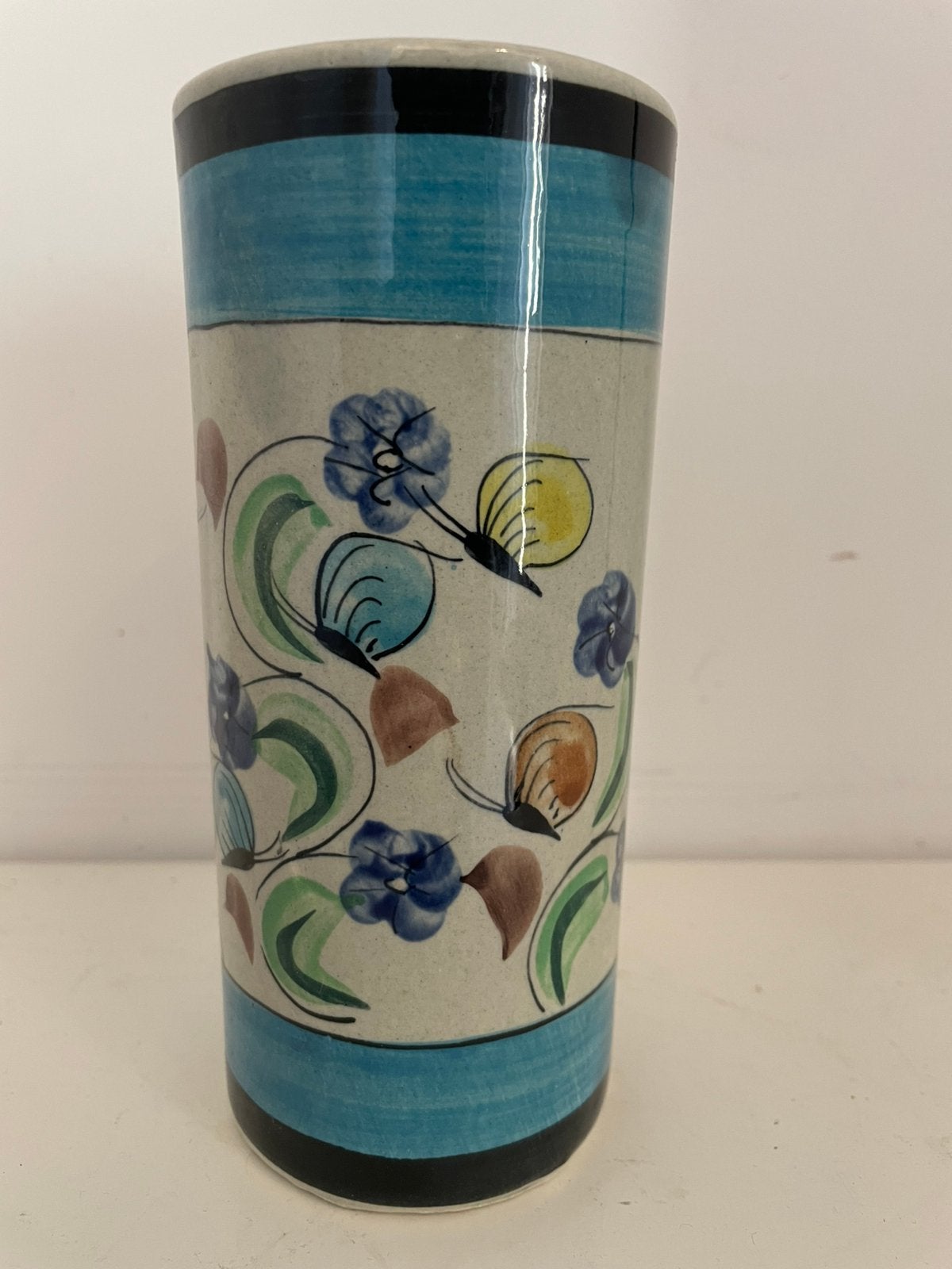 Vintage Mexicaanse Tonalá cilindervaas - Cat Mexico - 1970s, Ophalen of Verzenden