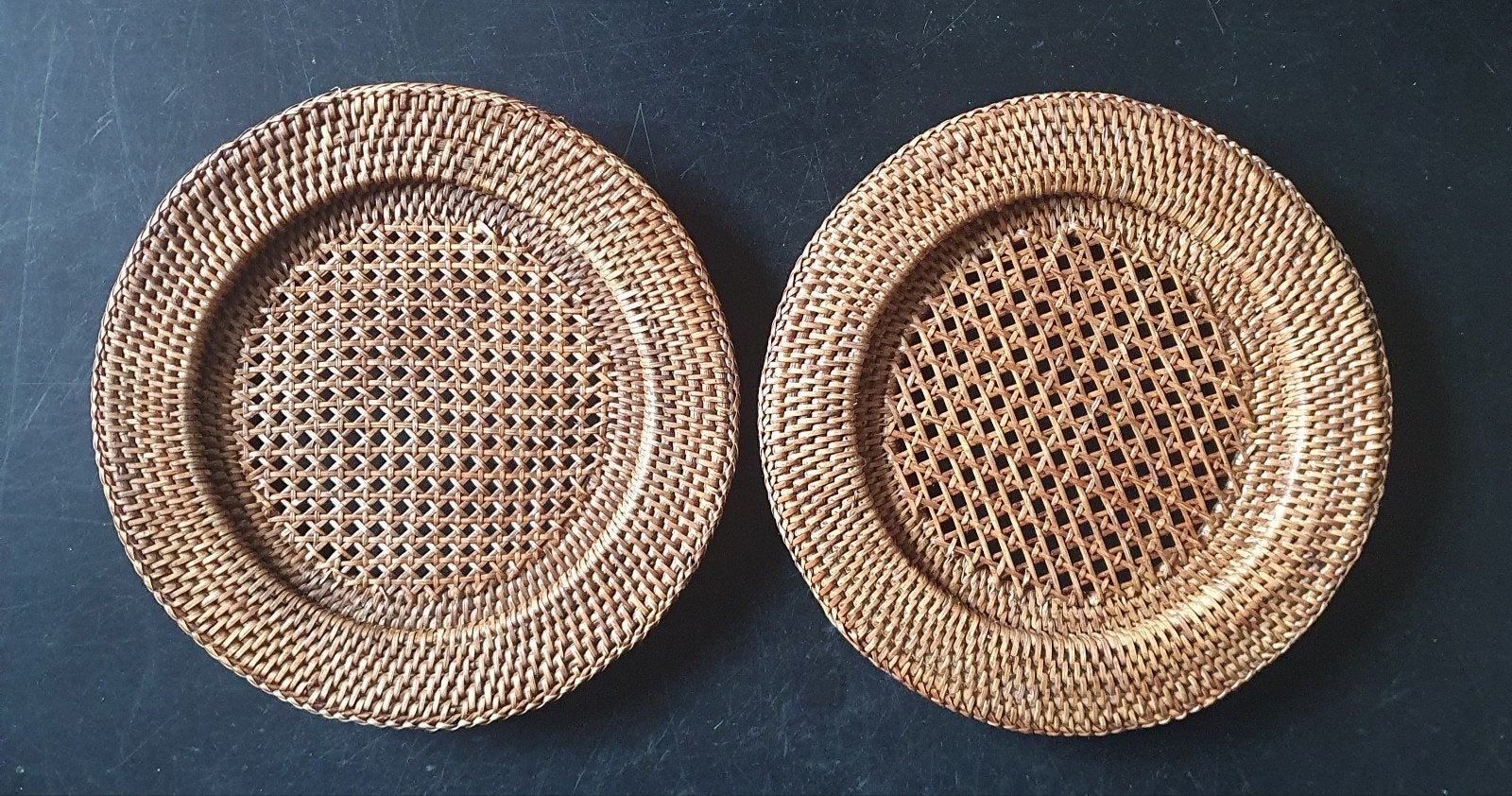 Set van 2 rotan Birma rieten rattan onderborden, Zo goed als nieuw, Natuurlijk materiaal, Onderbord, Bruin