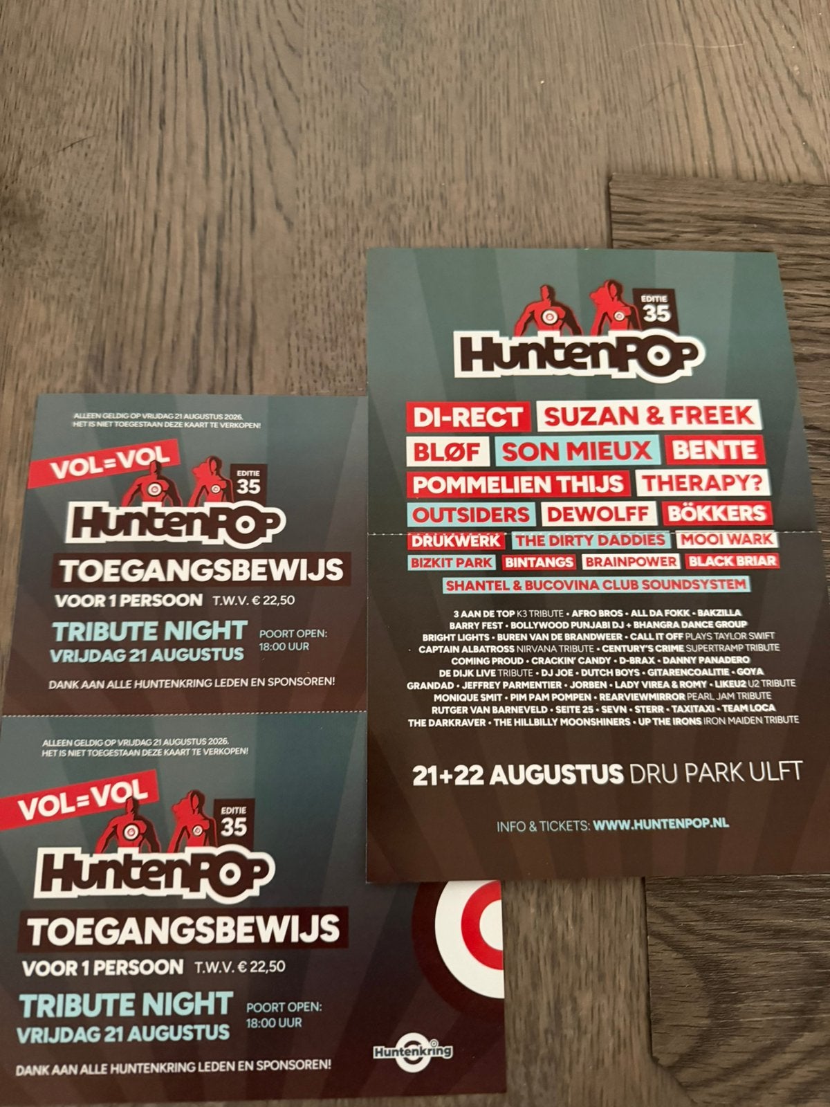 4 tickets huntenpop, Tickets en Kaartjes, Twee personen