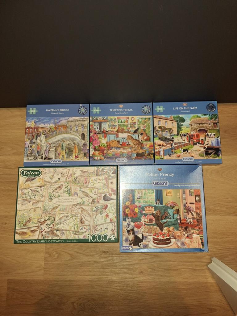 Pakket gibson /falcon puzzels 5 stuks, Ophalen, 500 t/m 1500 stukjes, Gebruikt