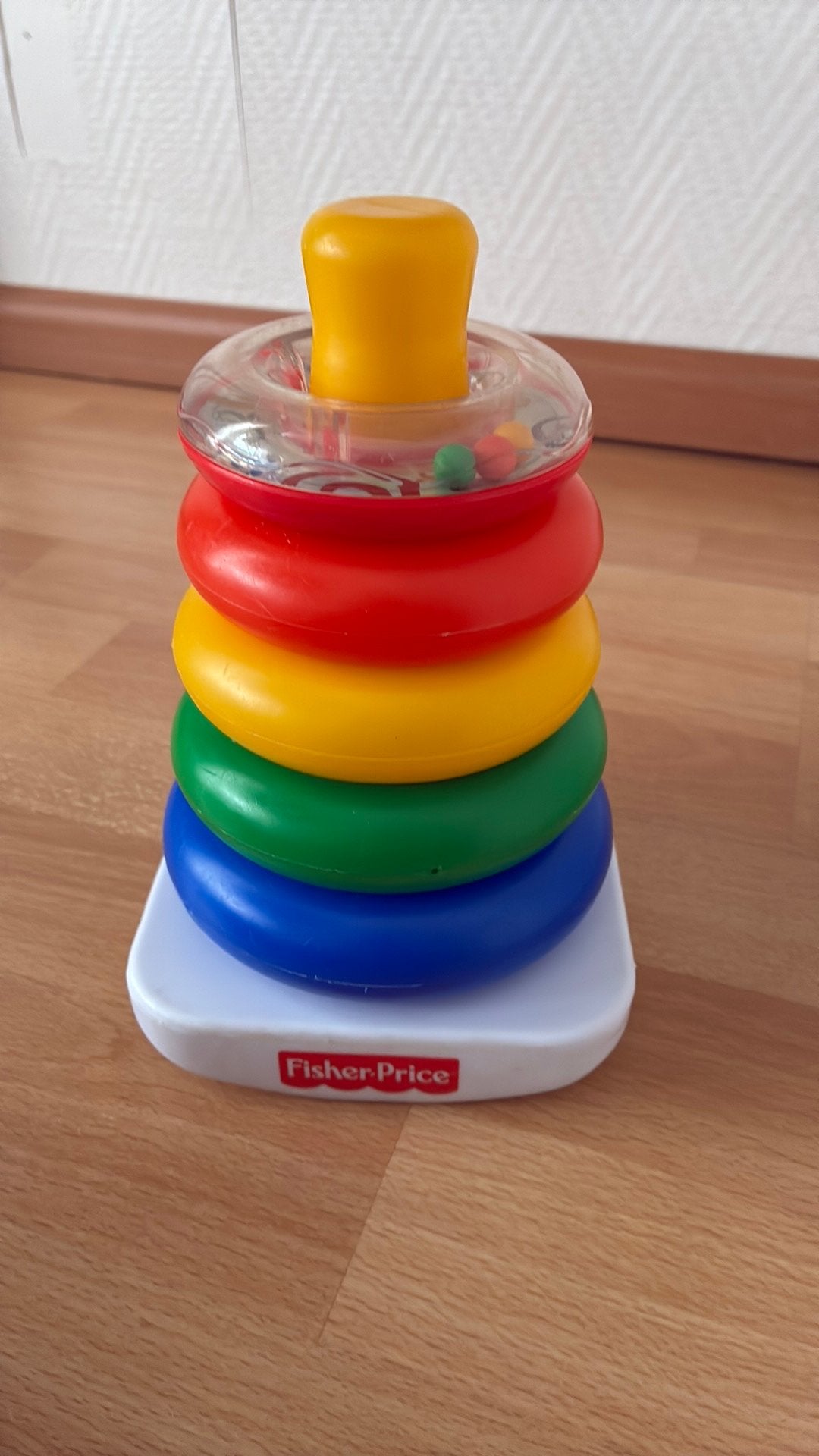 Fisher Price stapelringen pyramide, Ophalen of Verzenden, Gebruikt, Rammelaar
