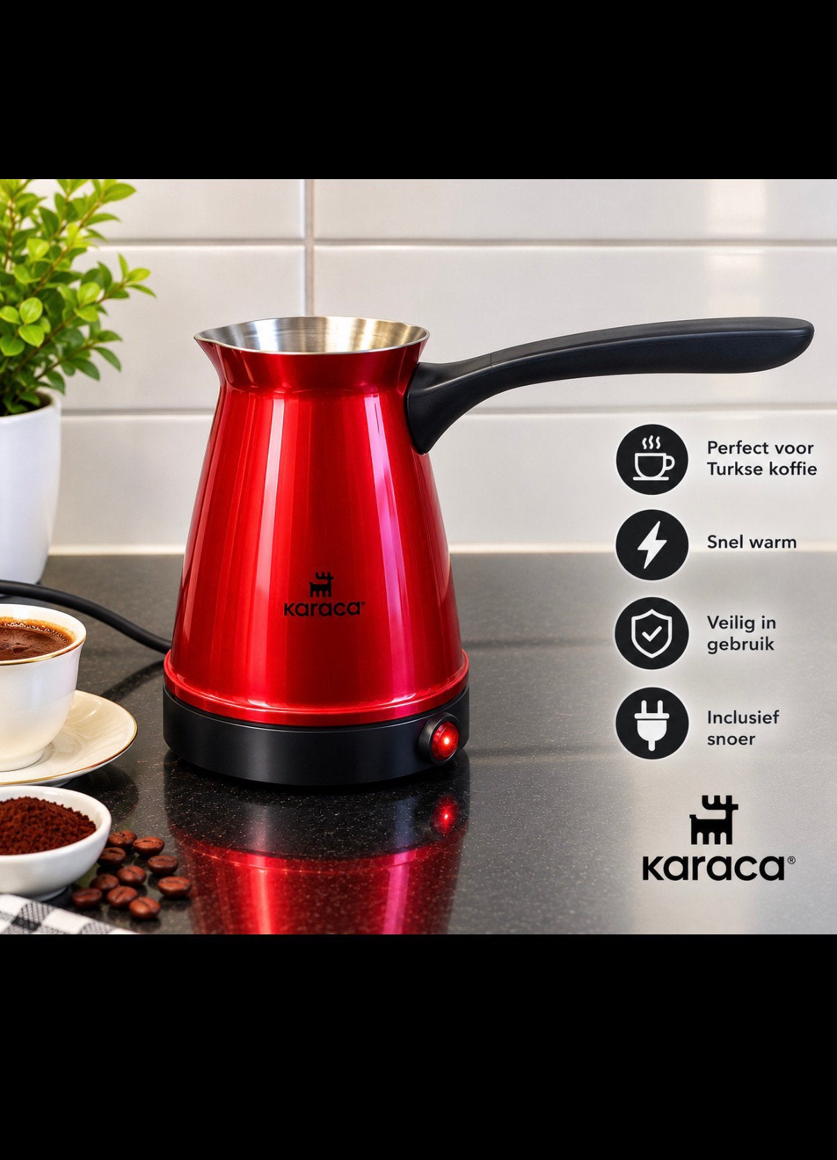 Elektrische Turkse koffieapparaat Karaca, 1 tot 2 liter, Ophalen of Verzenden, Zo goed als nieuw