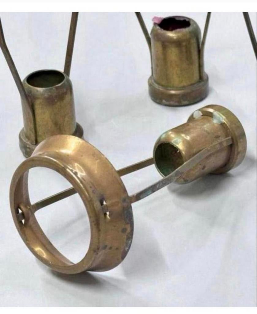 4X antiek Curiosa Brocante candle kaars kandelaars carriers, Ophalen of Verzenden, Koper of Brons