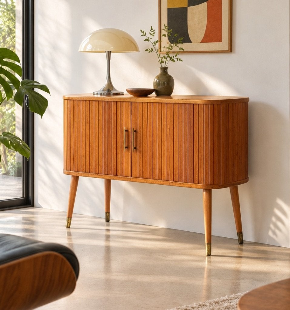 Prachtige vintage kast met roldeuren, Ophalen, Gebruikt, Minder dan 100 cm, Midcentury