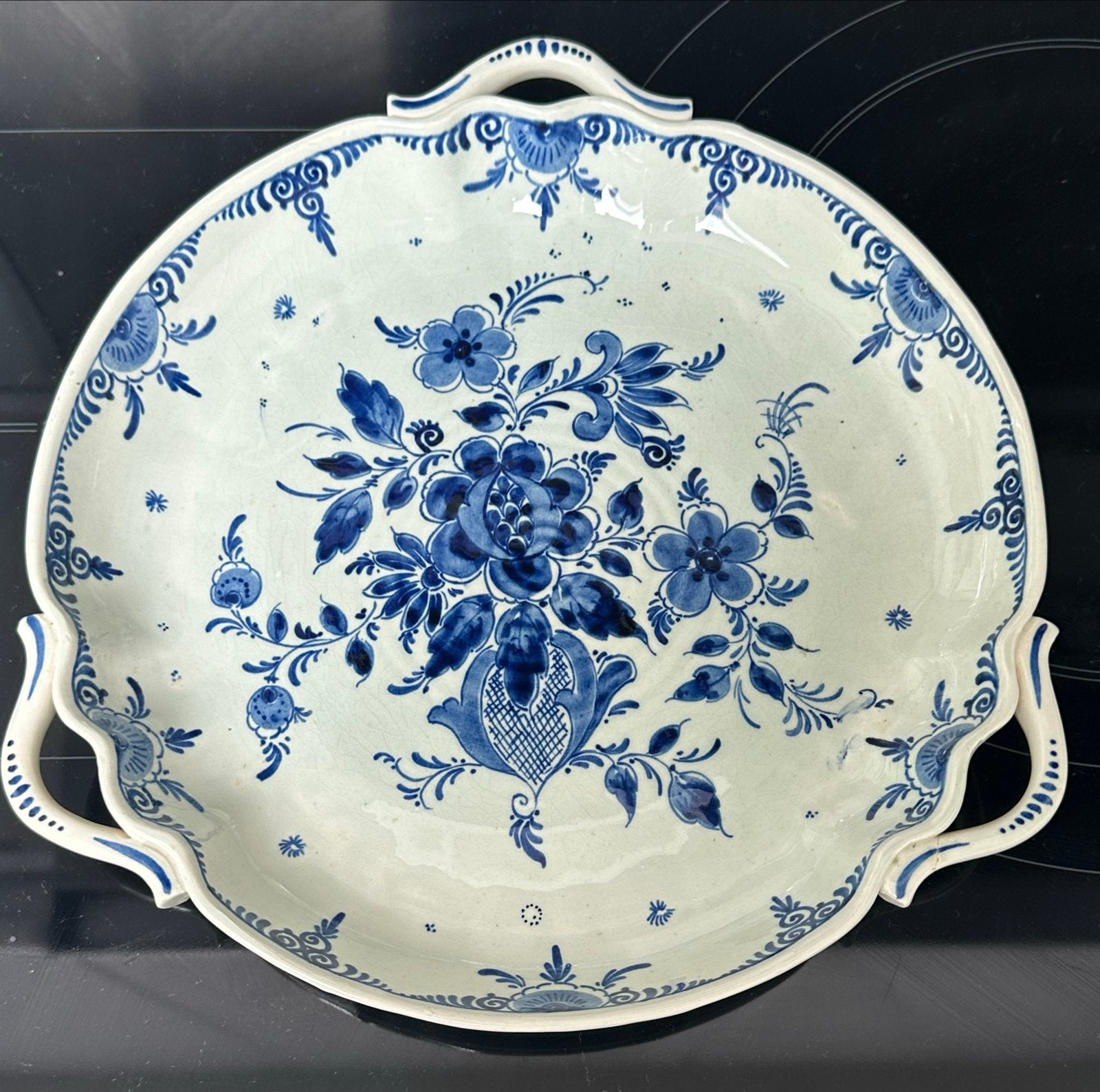 Antieke Royal Gouda Delft Holland schaal met handvatten, Ophalen