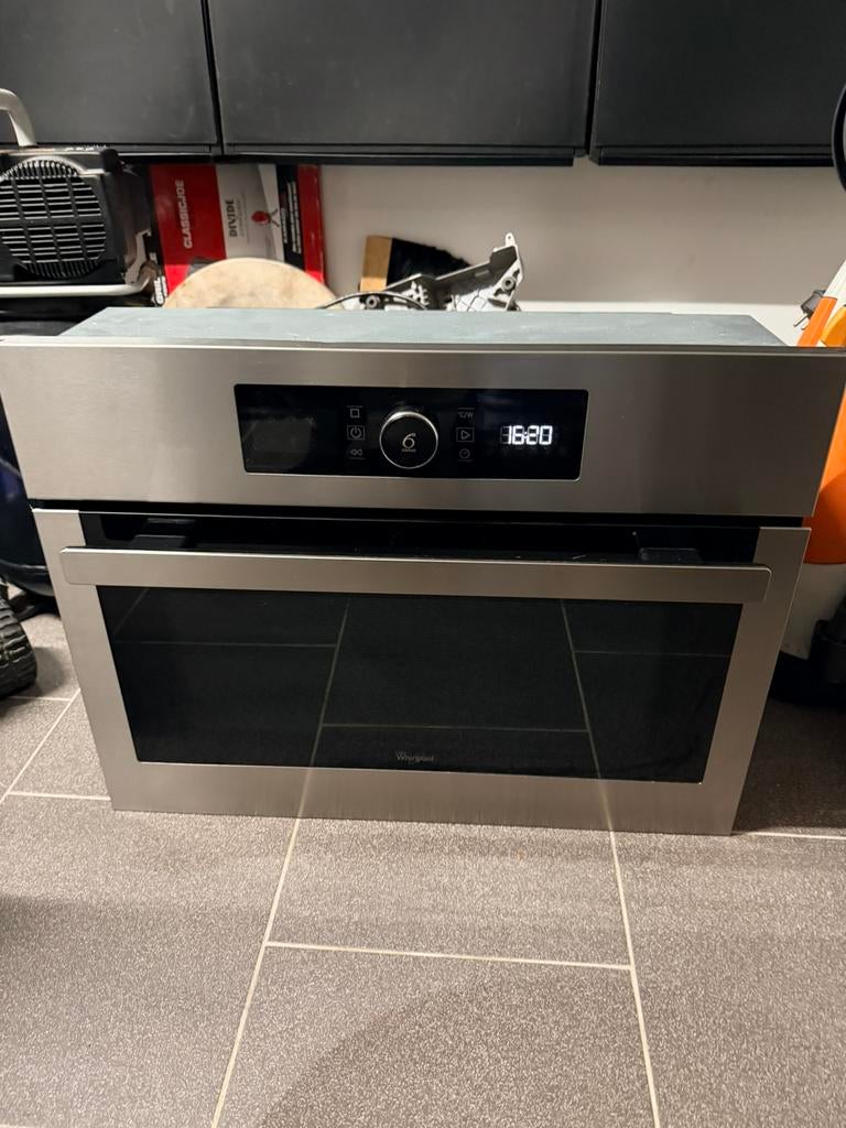 Whirlpool 6 th sense combimagnetron en oven met draai plaat, Ophalen, Gebruikt, 60 cm of meer, Oven met grill