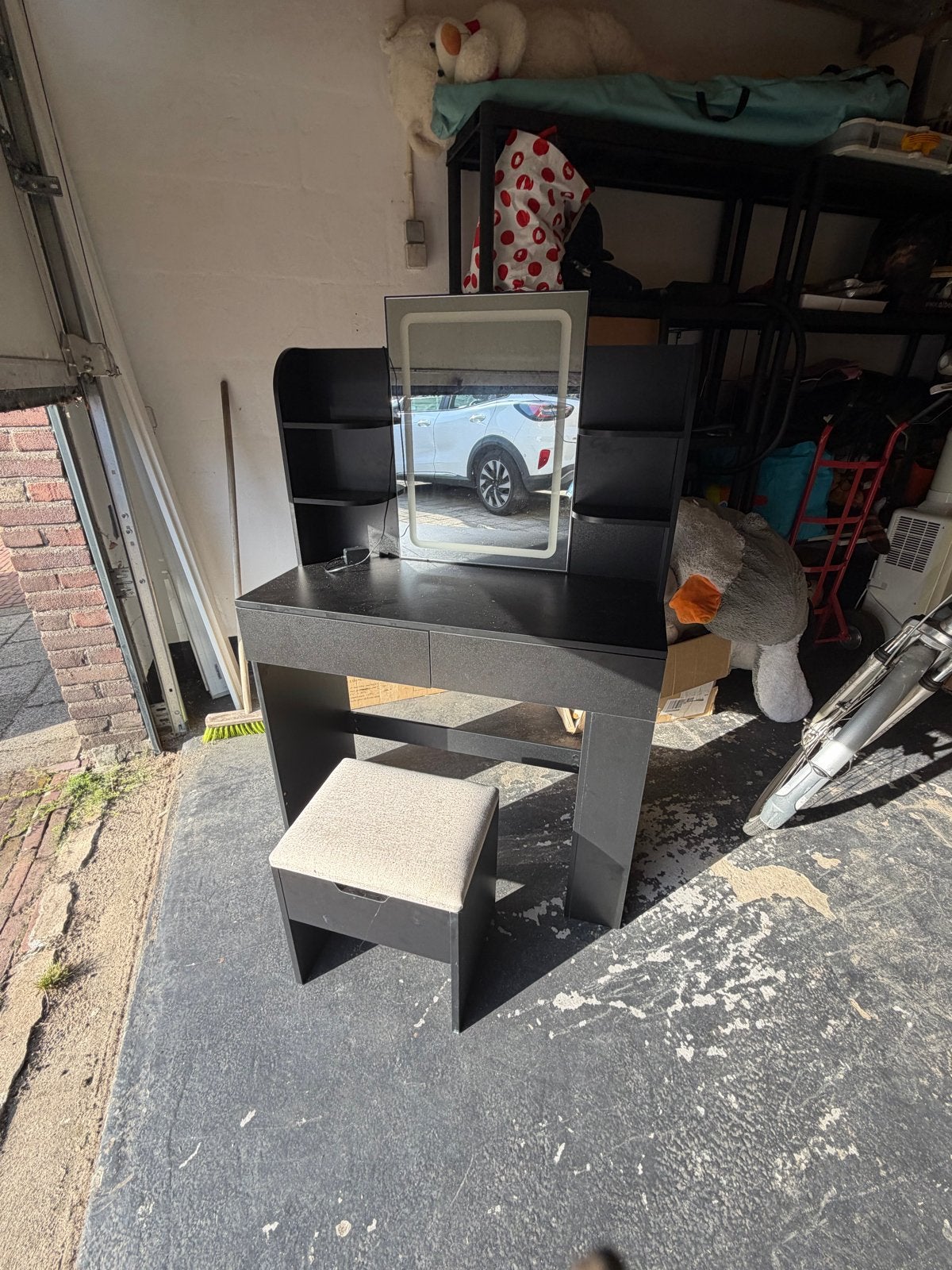 Zwart make-up bureau met spiegel en krukje 25€ vndg ophalen, Ophalen, Gebruikt, 100 tot 150 cm, 50 tot 100 cm