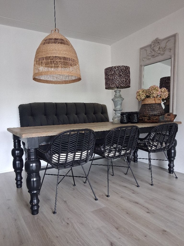 Eettafel met bank en stoelen, Ophalen, Klassiek, Eikenhout, 200 cm of meer