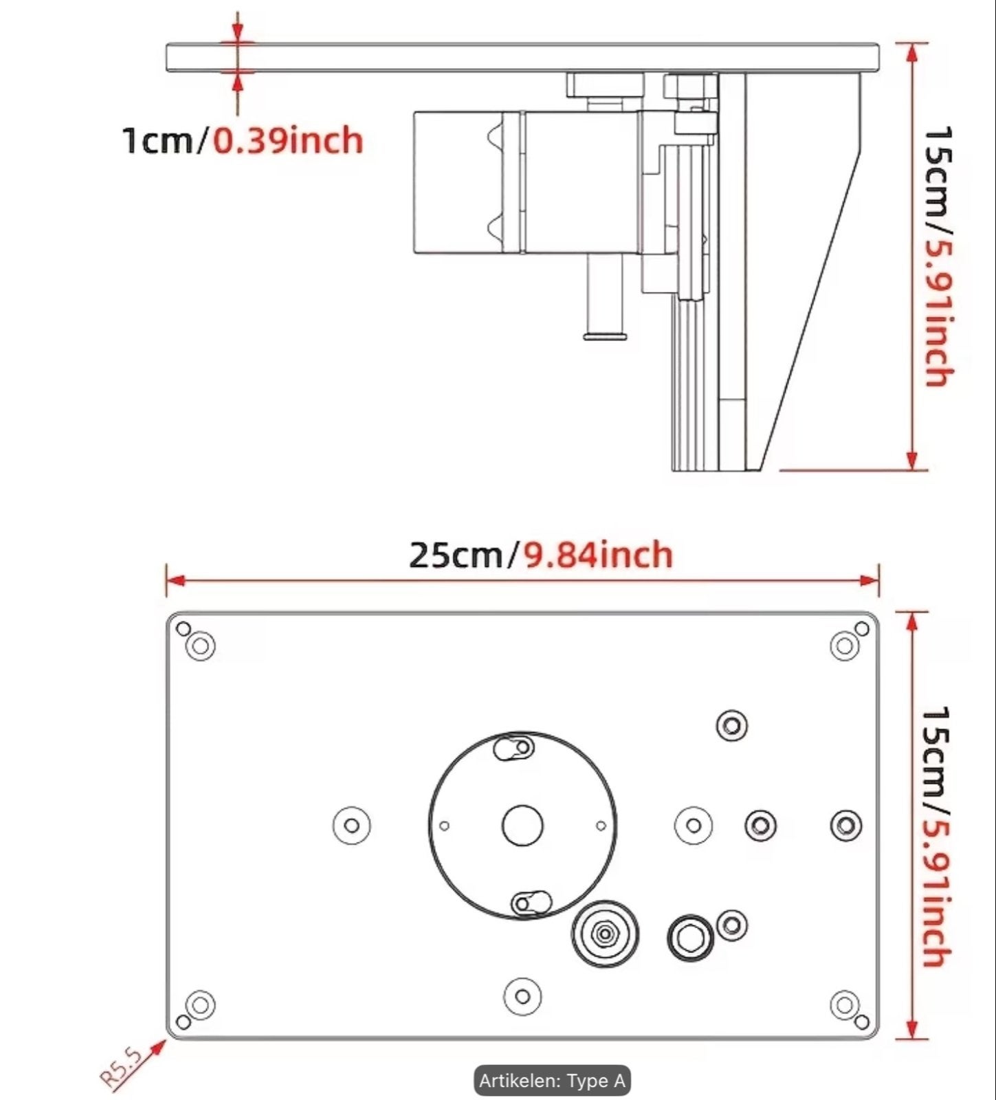 Freesplaat met freeslift voor 65 mm freesmachine, Ophalen of Verzenden, Nieuw, Bovenfrees
