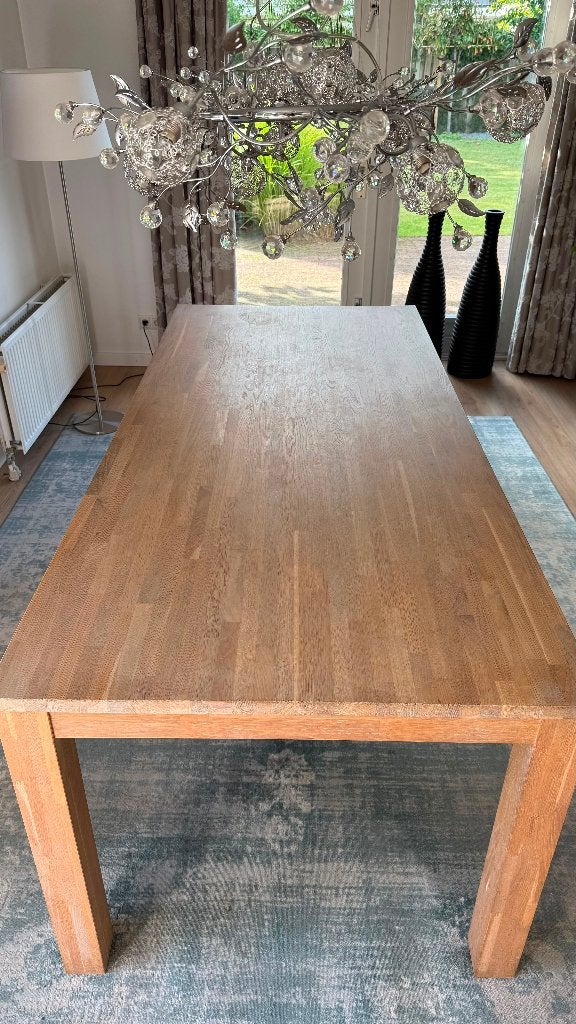 Mooie eiken white wash eetkamer tafel 200 x 90 cm, Ophalen, 50 tot 100 cm, Zo goed als nieuw, 150 tot 200 cm