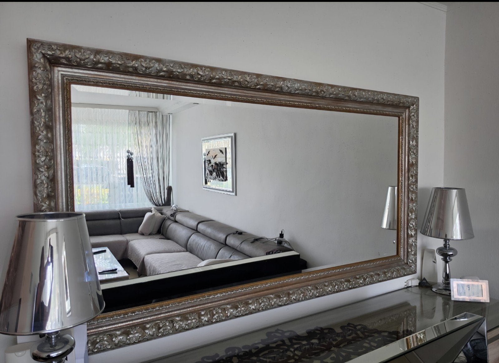 brokante spiegel tijdloos, Ophalen, 125 cm of meer, Zo goed als nieuw, Minder dan 100 cm