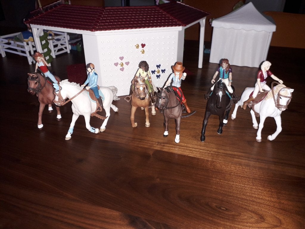 6 SCHLEICH PAARDEN met RUITERS in ZEER GOEDE STAAT, Ophalen of Verzenden, Zo goed als nieuw, Jongen of Meisje