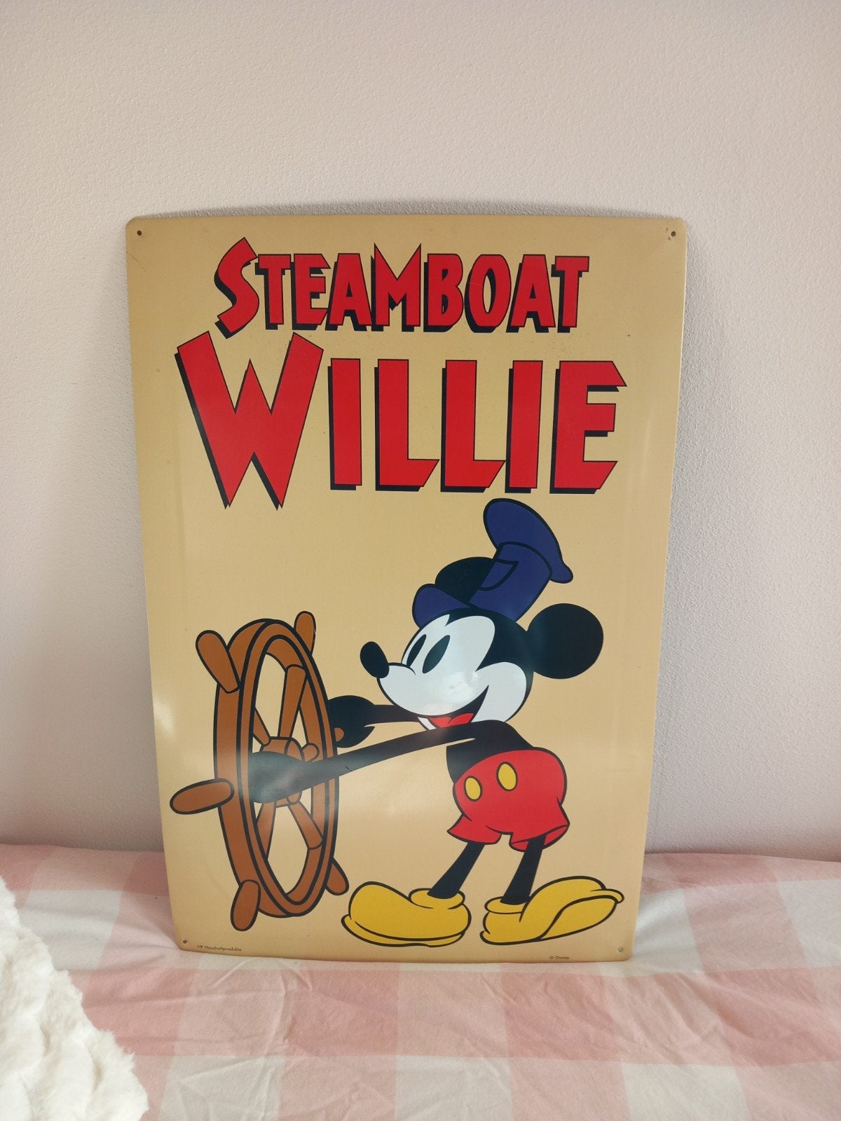 Walt Disney Steamboat Willie metalen bord 60x40 cm, Ophalen, Mickey Mouse, Gebruikt, Plaatje of Poster