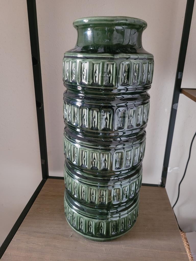 Vintage Bloempot W. Germany - Donkergroen Keramiek, Ophalen