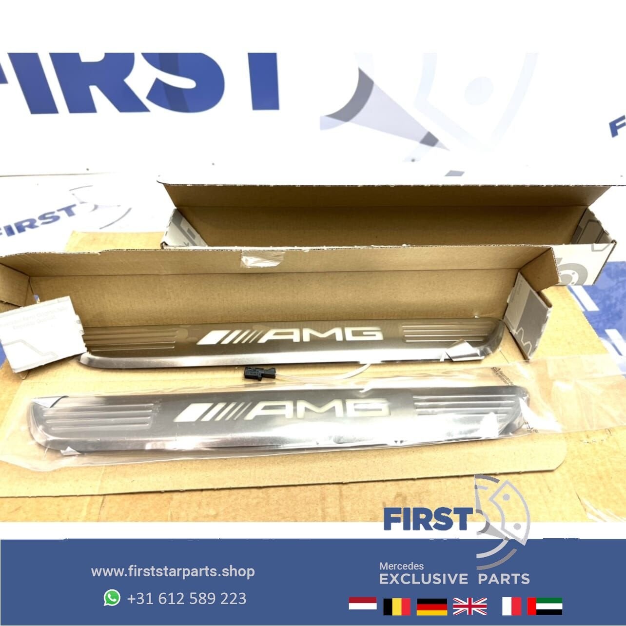 W205 S205 C63 AMG verlichte LED instaplijsten dorpel lijst 2, Gebruikt, -, Ophalen of Verzenden, -