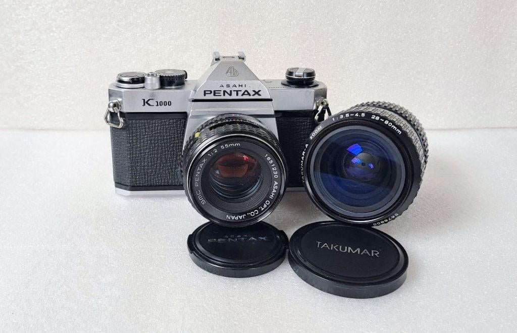 Pentax K1000 + 2 Pentax lenzen ; 100% werkend, Ophalen of Verzenden, Gebruikt, Compact, Pentax
