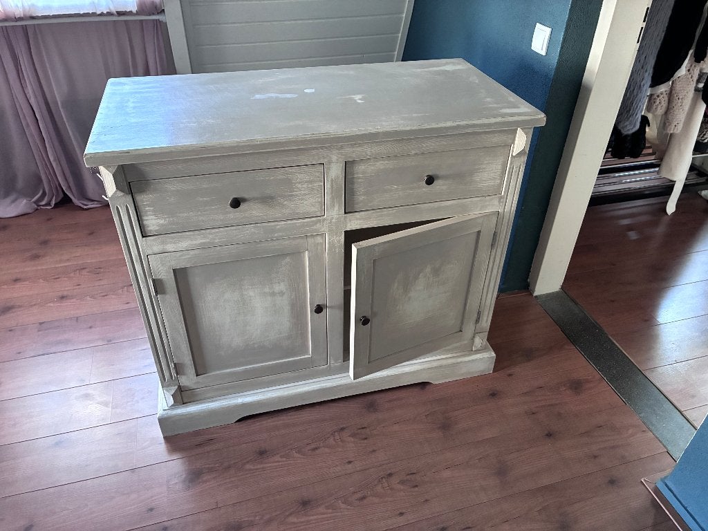 Massief houten white wash commode, Ophalen, Gebruikt, 50 tot 70 cm, 100 cm of meer