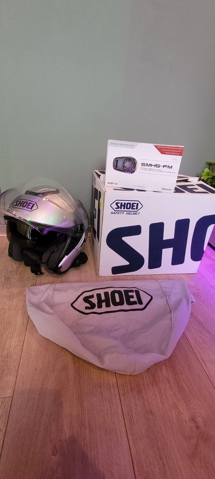 Shoei J-Cruise Jethelm Zilver (Maat S) + Intercom, Ophalen of Verzenden, Nieuw zonder kaartje, Integraalhelm, S