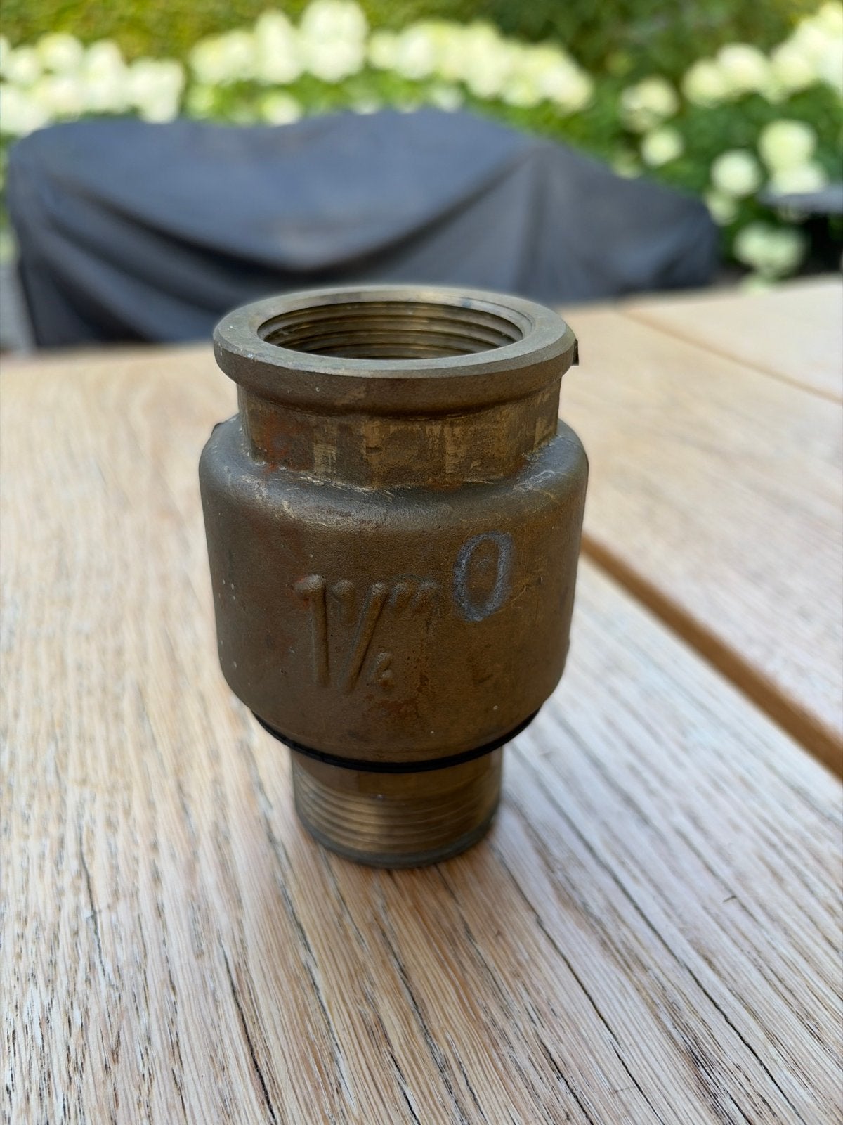 Tuxhorn messing terugslagklep 1 1/4" voor waterleiding, Overige materialen, Gebruikt, Overige typen, Minder dan 2 meter