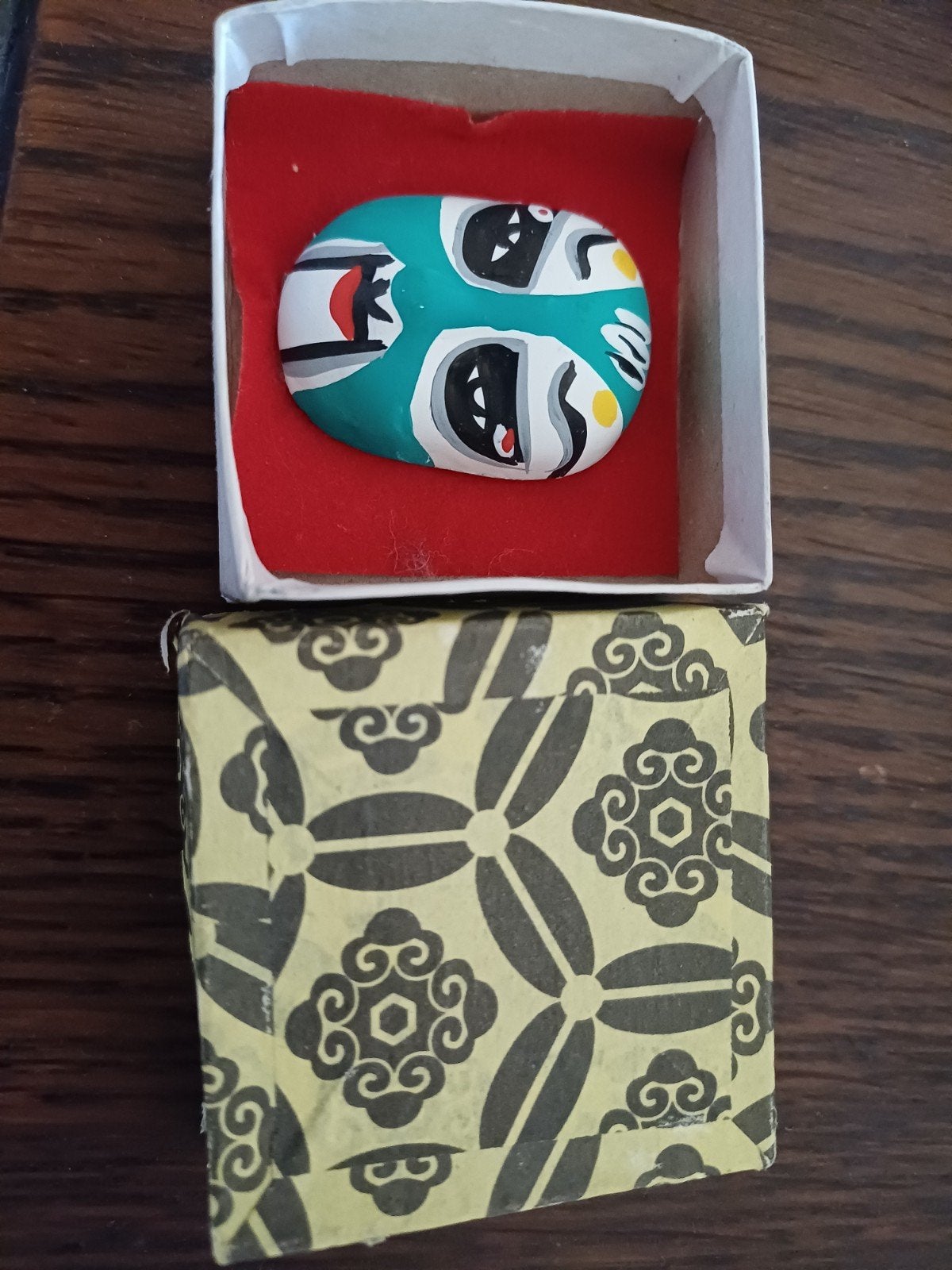 Miniatuur Chinees Opera Masker met Origineel Doosje, Ophalen of Verzenden
