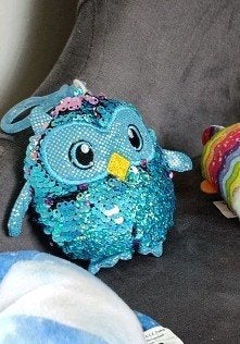 knuffel uil glimmend blauw roze sleutelhanger, Overige karakters, Overige typen, Blauw, Ophalen of Verzenden