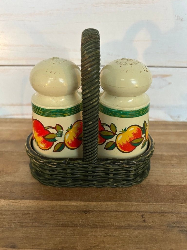 Vintage Emsa peper en zoutstel met appeltjesmotief, Ophalen of Verzenden