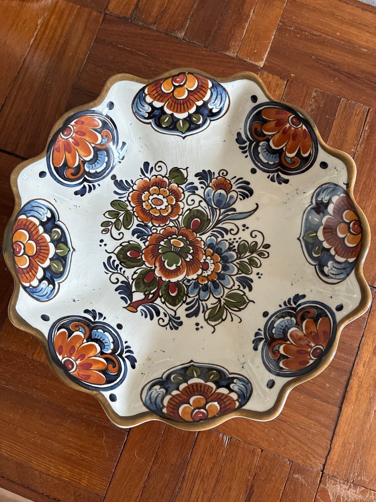 Flora Keramiek Delfts Polychroom Handwerk Schaaltje, Ophalen
