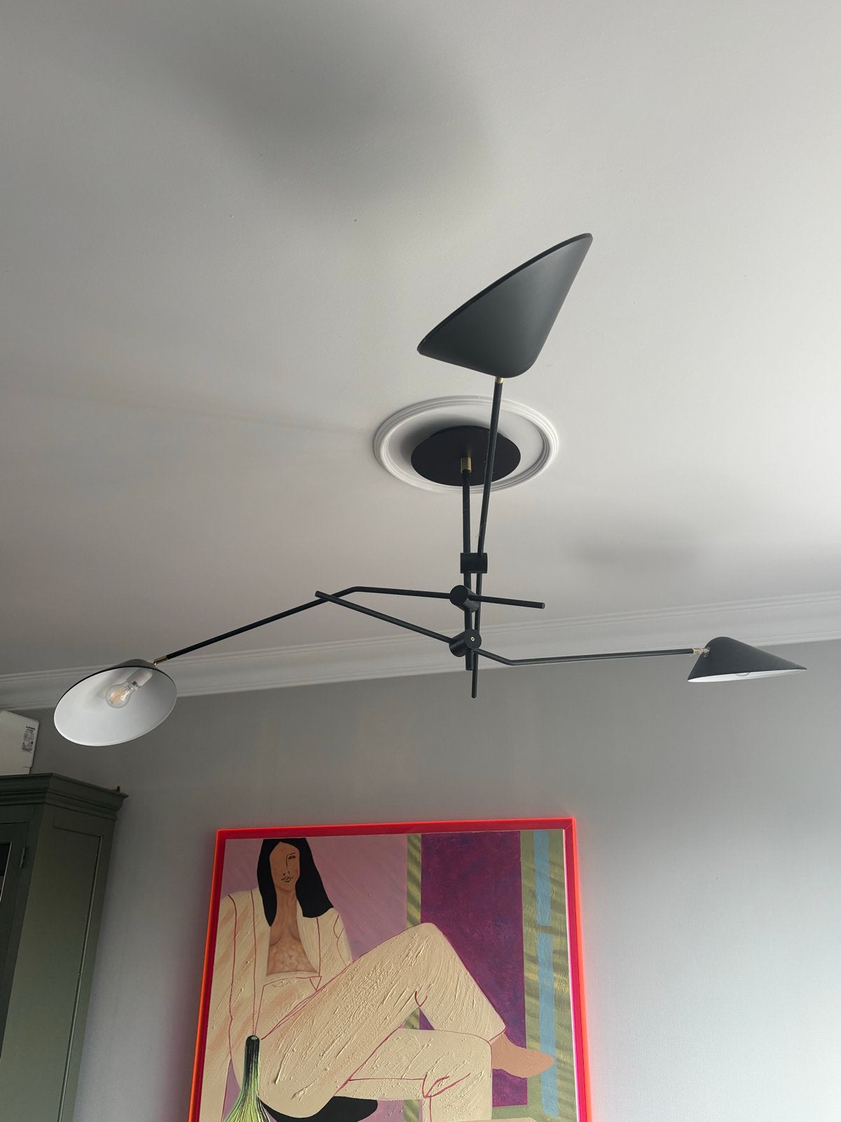 Moderne Zwarte Plafondlamp (nieuwprijs €339,-), Ophalen, Zo goed als nieuw, Metaal, E27 (groot)