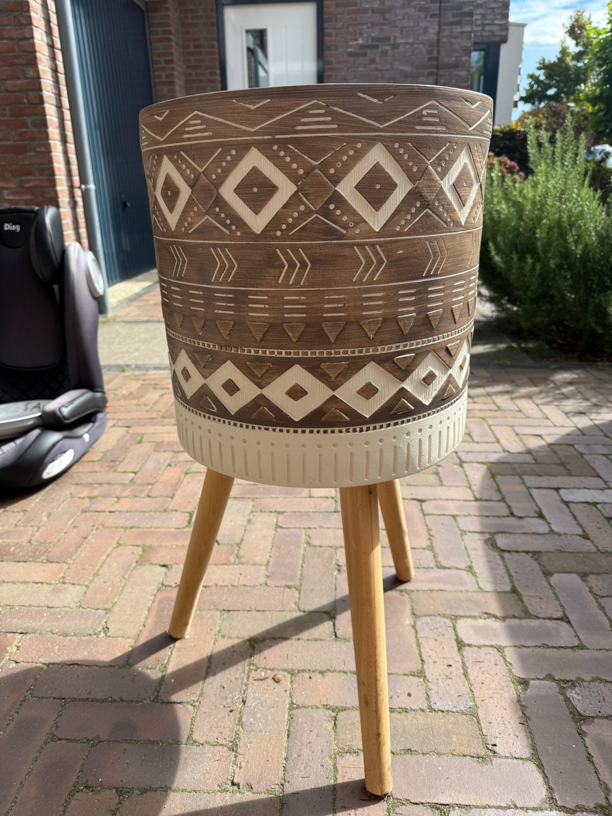Bloempot ibiza style, Rond, Binnen, Zo goed als nieuw, 70 cm of meer